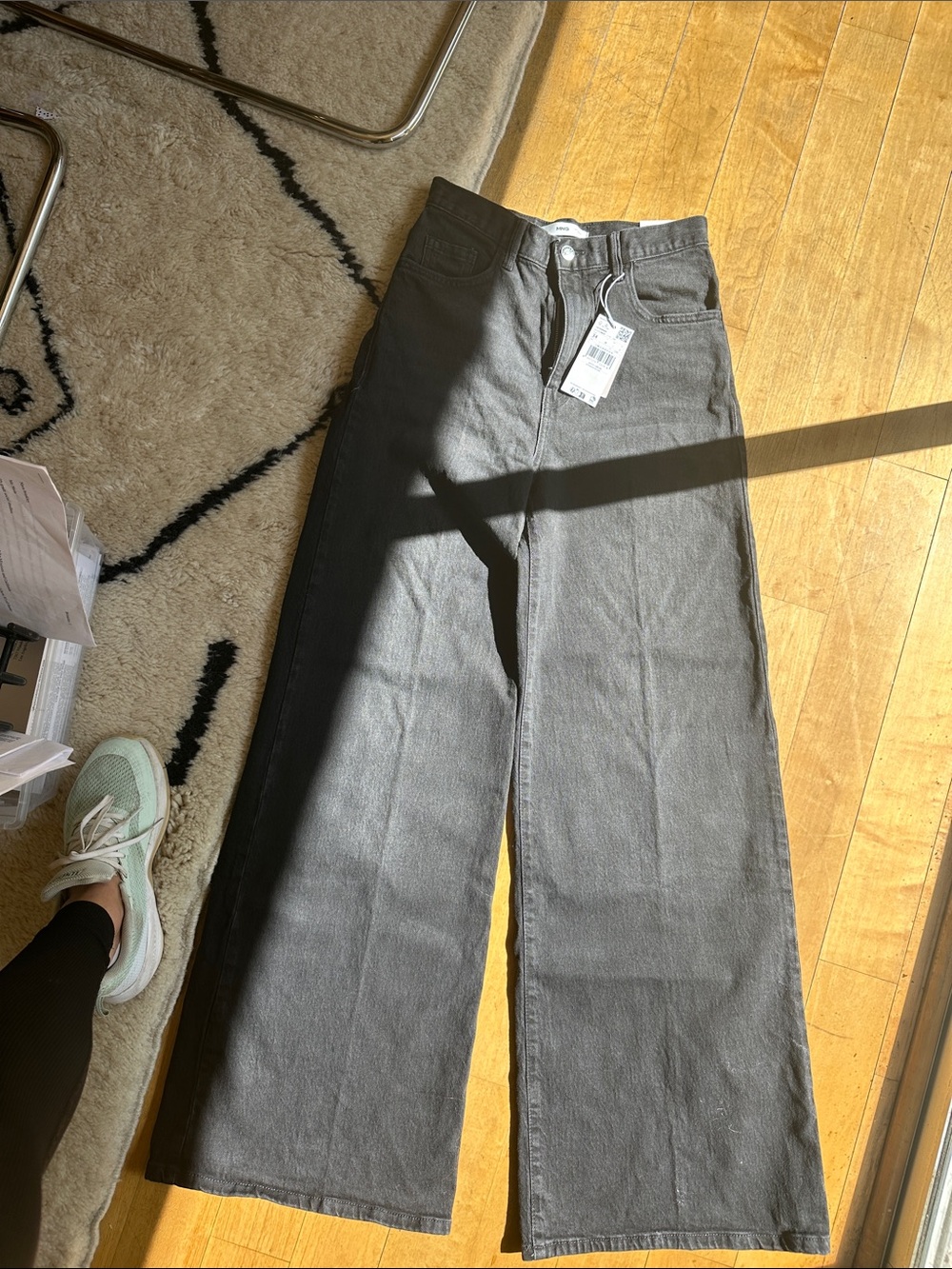 Mango Black Boot-Cut Wide Leg Pants